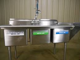 compartment sink w/ sprayer & dish shelf