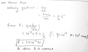 The Tangential Forces Per Unit Area Of The Liquid Layer Required To Maintain Unit Velocity Gradient Is Known As