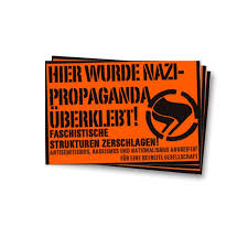 We print the highest quality refugees welcome stickers on the this retro styled political statement reads stop wars, not refugees and features an illustration of a 50s ad art man shouting through a megaphone. Hier Wurde Nazipropaganda Uberklebt Aufkleber 30 Stuck
