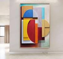 New Design Custom 3d Wall Art Painting Handmade Wood Carving Artwork Modern  Geometric Relief Painting for Living Room Home Decor