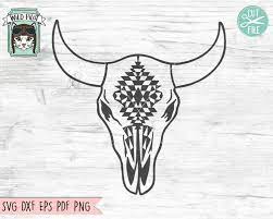 Download Cow Skull Svg Cow Skull Svg File Cow Skull Medallion Bull Etsy Cow Skull Tribal Svg Svg