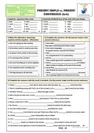 Present Simple Vs Present Continuous Exercises Intermediate Level Pdf Pin On English
