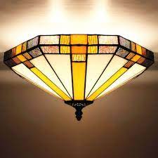 Stained Glass Geometric Big Flush Mount Ceiling Light Tiffany Style Ceiling Lamp Flush Mount Ceiling Lights Glass Lamp Shade Ceiling Lights
