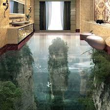 Custom Photo Floor Wallpaper 3d Cliffs Mountain Peaks Living Room Bathroom 3d Floor Tiles Mural Pvc Self Adhesive Wallpa Badezimmer Boden Badezimmer 3d Tapeten