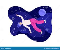 Inspired Freedom Girl Floating and Flying in Space Imagination and Dream.  Stock Vector - Illustration of imagination, position: 210621008