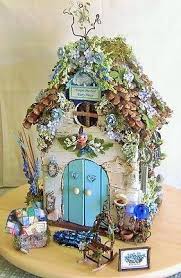 Fairy Garden Miniature Doll Forget Me Not Flower Fairy House Remembrance Memorie Fairy Furniture Fairy Garden Designs Fairy House Diy