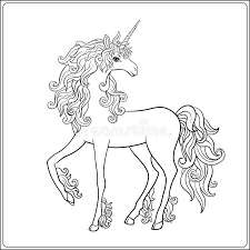 Then in this step draw the whole body. Unicorn Outline Drawing Coloring Page Coloring Book For Adult Stock Vector Illustration Of Contour Fantasy 100382923