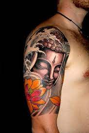 Http Www Tattoobite Com Half Sleeve Buddha Head And Lotus Flower Tattoo Designs Sleeve Tattoos Tattoos Buddha Tattoo Sleeve