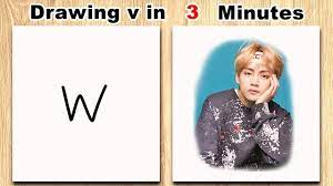 I draw cute rm in very easy way. Bts Member V Drawing With Letter W Easy For Beginners Youtube
