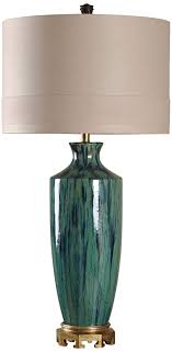 Table Lamps Manoca Reactive Glaze Blue And Green Ceramic Table Lamp In 2020 Ceramic Table Ceramic Table Lamps Green Ceramics
