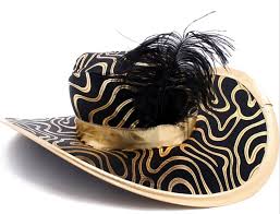 Black And Gold Hat Pin By Photobooth Etc On Need A Prop Gold Hats Black Feathers Black Gold