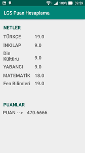 Yeni sistemde puanların net olarak hesaplanabilmesi için her dersle ilgili test ortalamalarının. Lgs Puan Hesaplama Fur Android Apk Herunterladen