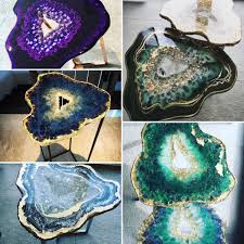 Resin Geode Tables By Mrs Colorberry Resin Wall Art Geode Decor Resin Art