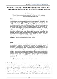Top Pdf Penerapan Teori Belajar Konstruktivisme Untuk Meningkatkan Hasil Belajar Mahasiswa Pada Mata Kuliah Matematika Dasar 123dok Com