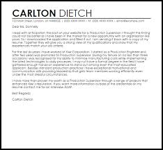 Production Supervisor Cover Letter Sample Cover Letter Templates Examples