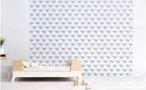 La couche supérieure de vinyle en plastique est solide, durable et très lavable. Papier Peint Baleine Bleu Gris Deco Chambre Bebe