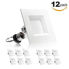 Parmida 12 Pack 4 Inch Dimmable Led Retrofit Recessed Downlight 10w 60w Replacement Square Trim 5000k Dimmable Led Can Lights Square Led Ceiling Lights