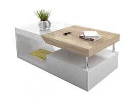 Table Basse Avec Rangement Coloris Blanc Laque Et Bois Table Basse Blanc Laque Table Basse Rangement Table Basse Blanc