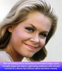 Elizabeth Montgomery (1933–1995) was a TV icon as Samantha Stephens in  Bewitched (1964–1972), earning five Emmy nominations. Daughter of Robert  Montgomery, she starred in The Court-Martial of Billy Mitchell (1955). Her  charm