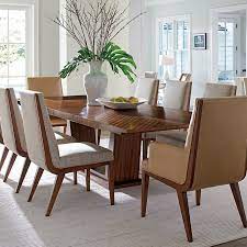 This metal frame dining table has a crystal clear toughened glass glass top set upon an arresting hand forged stainless steel base. Lexington Home Brands Kitano Caldera Rectangular Extension Dining Table 01 0734 877c Modern Dining Room Tables Side Chairs Dining Casual Dining Room Set
