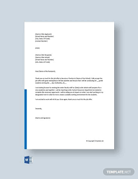 Free Teaching Job Acceptance Letter Template Word In 2020 Letter Template Word Job Cover Letter Acceptance Letter