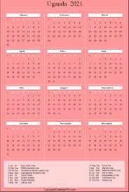 Folge deiner leidenschaft bei ebay! Printable Uganda Calendar 2021 With Holidays Public Holidays