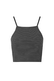 Black And White Striped Cropped Tank Top Petite Exclusive Striped Crop Top Tops Clothing Striped Crop Top High Neck Shirts Petite Shirts