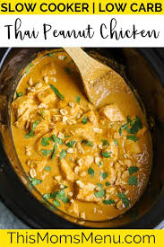 Slow Cooker Thai Peanut Chicken Recipe In 2020 Peanut Chicken Keto Crockpot Recipes Thai Peanut Chicken
