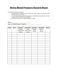 Blood Pressure Record Form Sada Margarethaydon Com