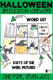 Halloween Articulation Homework Halloween Speech Therapy Activities Preschool Speech Therapy Articulation Homework