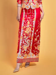 Red Qun Kwa Chinese Wedding Dress – Xiao Wu Fu, *** -50% Embroidery with Dragon & Phoenix