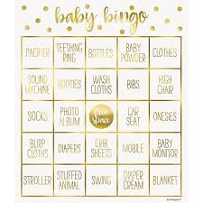Bingo Baby Shower Game Gold Baby Shower Supplies