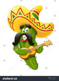 Character For Cinco De Mayo Celebration Green Cactus Jalapeno In Suit Mariachi With Guitar And Sombrero Mexicano Guitari Cactus Character Green Cactus Cactus