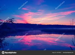 Early Morning Dawn Lake Calm Lake Sunrise Misty Morning Rural — Stock Photo  © vvvita #187748474