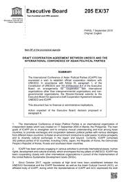 Draft Cooperation Agreement Between Unesco And The International Conference Of Asian Political Parties Unesco Digital Library