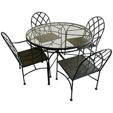 Vintage Wrought Iron Outdoor Patio Dining Set With Four Chairs Patio Dining Furniture Outdoor Dining Table Patio Dining Set