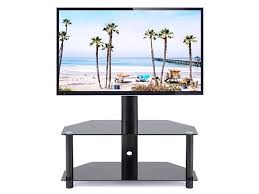 5rcom universal tv floor stand with 3 shelves for 27 32 37 42 47 50 55 inch plasma lcd led flat or curved screens tvs corner tv stand with swivel mount and height adjustable,black. Corner Tv Stand With Swivel Mount And Height Adjustable For 32 37 40 42 47 50 55 60 65 Inch Vizio Samsung Tcl Lg Flat Panel And Curved Screen Tvs 2 Tier Tempered Glass Shelves For Media Storage Newegg Com