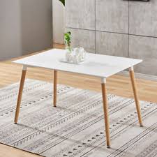 110 60cm White Rectangle Dining Table Wooden Legs Diningroom Kitchen Lounge Home Ebay