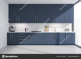 kitchen with dark blue countertops