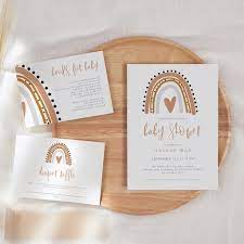 Bobo Boho Rainbow Baby Shower Invite Set Bohemian Rainbow Etsy In 2020 Printable Shower Invitations Rainbow Baby Shower Invitations Baby Shower Invitations