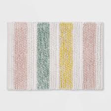 Multi Stripe Bath Rug Threshold In 2020 Striped Bath Rug Bathroom Rugs And Mats Cotton Bath Rug