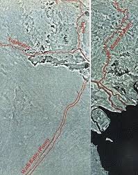 satellite picture outlining the four rivers of the garden of