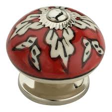 40 mm) white and red cabinet knob ck312
