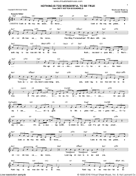 Yazbek Nothing Is Too Wonderful To Be True Sheet Music Fake Book