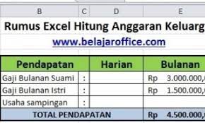 Perkiraan pengeluaran keluarga perbulan no yang dikeluarkan 1 sembako 2 biaya sekolah 3 lainnya total. Rumus Excel Hitung Anggaran Bulanan Keluarga Belajar Office