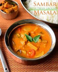 Varutharacha Sambar Recipe Sambar With Coconut Raks Kitchen Recipe Recipes Cooking Curry Indian Sambar Recipe