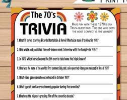 In this fun trivia game, party guests will answer questions about sweet treats . 1970s Trivia Etsy