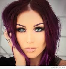 Dye your hair a bright, fun color for the summer. Purple Hair Color And Blue Eyes