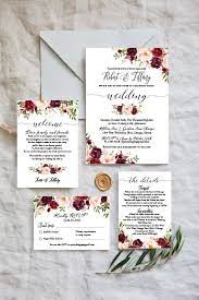 Rustic Marsala And Blush Floral Wedding Invitation Set Burgundy Pink Wedding Invitation Set Fall Wedding Invitation Printable Pdf Fl1 Fall Wedding Invitations Floral Wedding Invitations Wedding Invitation Sets
