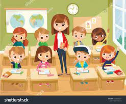 Illustration With Kids And Teacher In A Classroom Education Illustration Vector Interior Ad A School Illustration Art Classroom Art Classroom Management